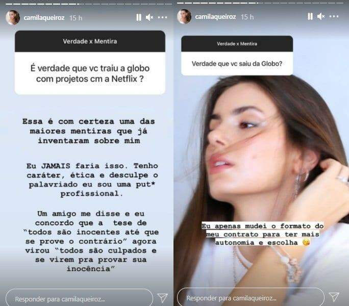 Camila Queiroz reage após ser acusada de “trair” Globo com a Netflix