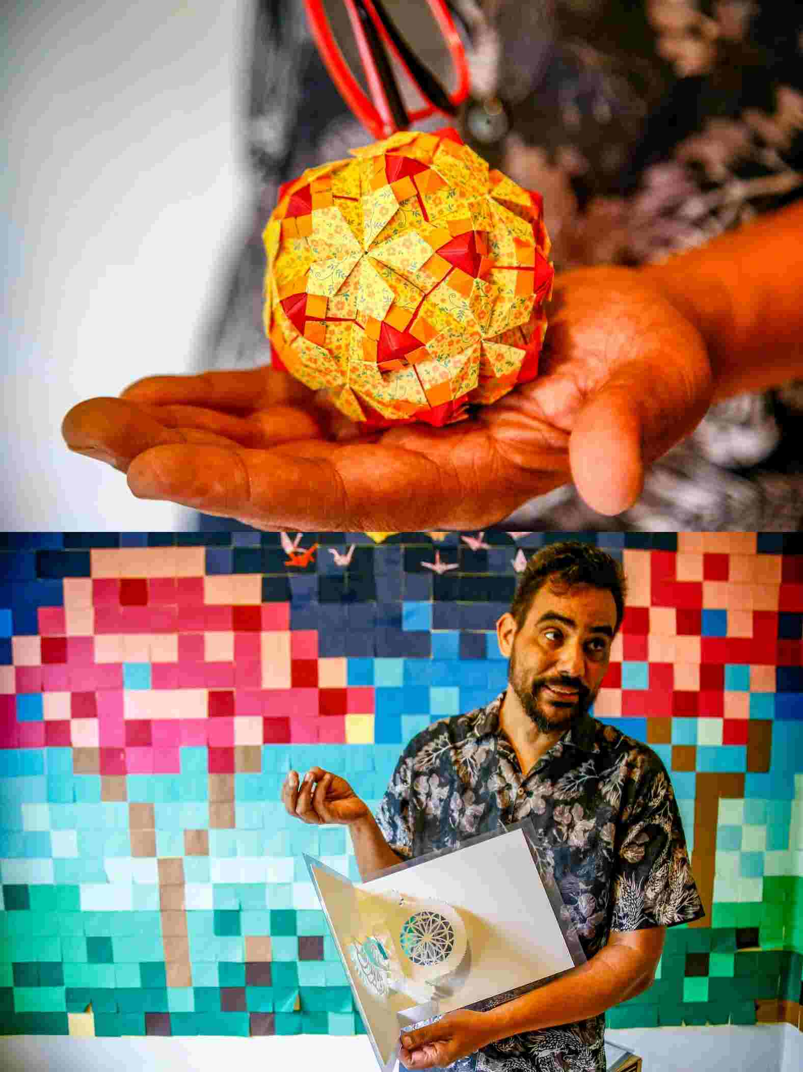 Elder tem casa de artista e origamis espalhados por toda parte (Foto: Marcos Ermínio/Midiamax)