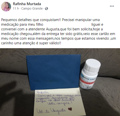 post - Bilhete de atendente de farmácia em entrega de remédio emociona mãe em Campo Grande