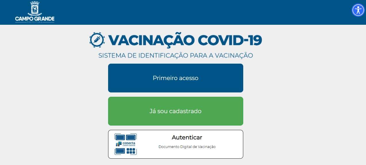 Print da página de vacinação para servidores da segurança em Campo Grande. Foto: Reprodução