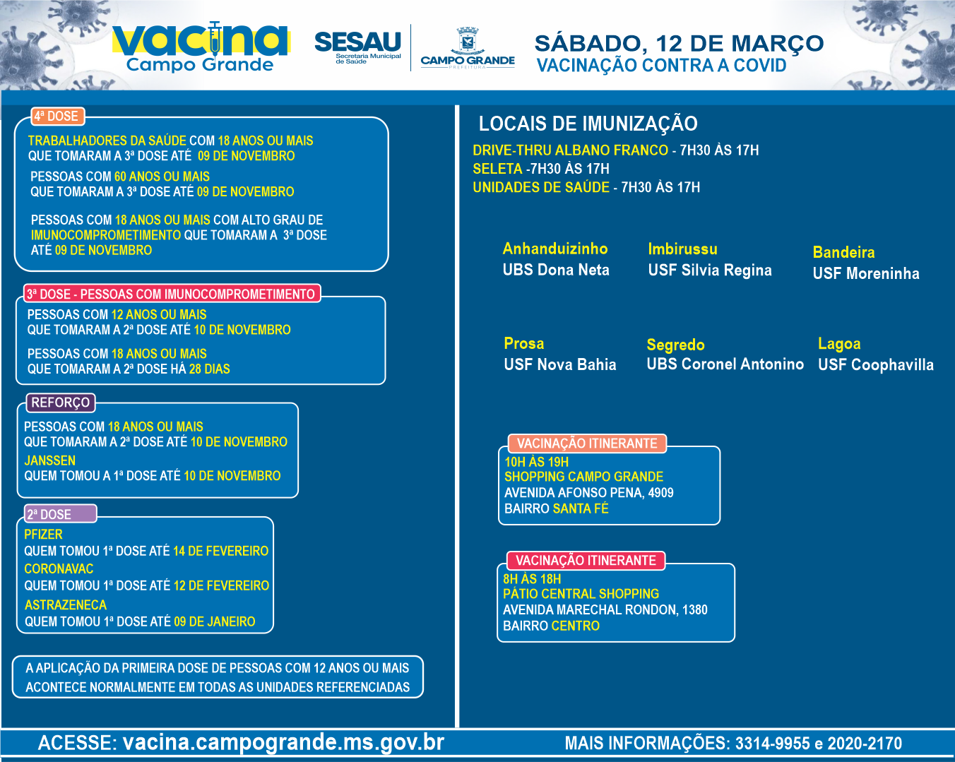 vacinacao88 - Confira pontos de vacinação contra Covid neste sábado em Campo Grande