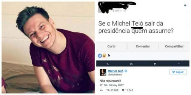 Após ser confundido com Michel Temer, Michel Teló brinca: ‘Não renunciarei’