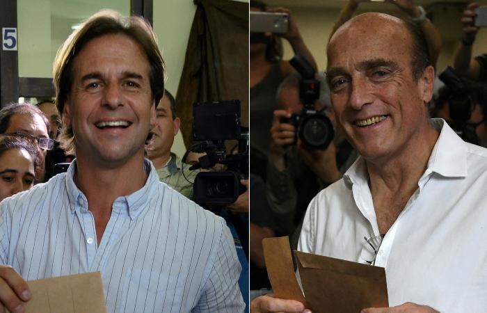 Luis Lacalle (esquerda) e Daniel Martínez (direita) devem se enfrentar no segundo turno | Foto: Eitan Abramovich e Pablo Porciuncula Brune | AFP