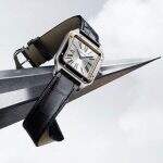 Cartier relança o clássico relógio de pulso Santos Dumont.