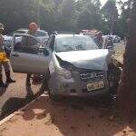 Sem cinto, idosa de 75 anos é lançada em para-brisa após carro bater em árvore