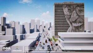 Com a reforma a lateral do prédio ganharia um mosaico com a foto do poeta Manoel de Barros. | Foto: Divulgação | PMCG