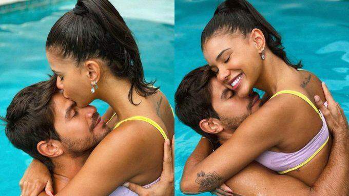 Jakelyne Oliveira curte piscina ao lado de Mariano: ‘Que sorte a minha’
