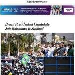 Jornal americano repercute atentado contra Bolsonaro: ‘favorito a eleição é esfaqueado’