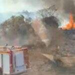 Incêndio queima carros e vegetação às margens do Rio Amambai