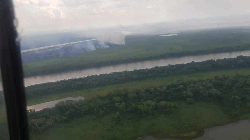 Margens do Paraguai até próximo a região do Jatobazinho (Foto: Corpo de Bombeiros)