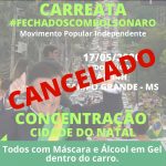Carreata ‘Fechados com Bolsonaro’ é cancelada em Campo Grande