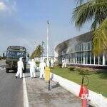 Aeroporto Internacional de Corumbá recebe ação de desinfecção da Marinha e Exército