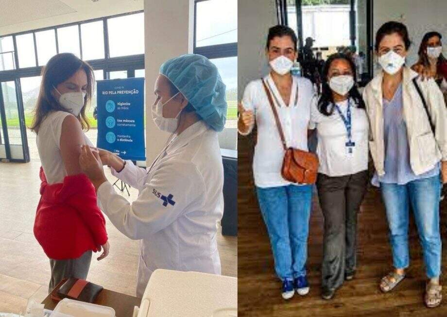 Ana Paula Araujo e Renata Vasconcellos tomam 1ª dose da vacina contra a Covid