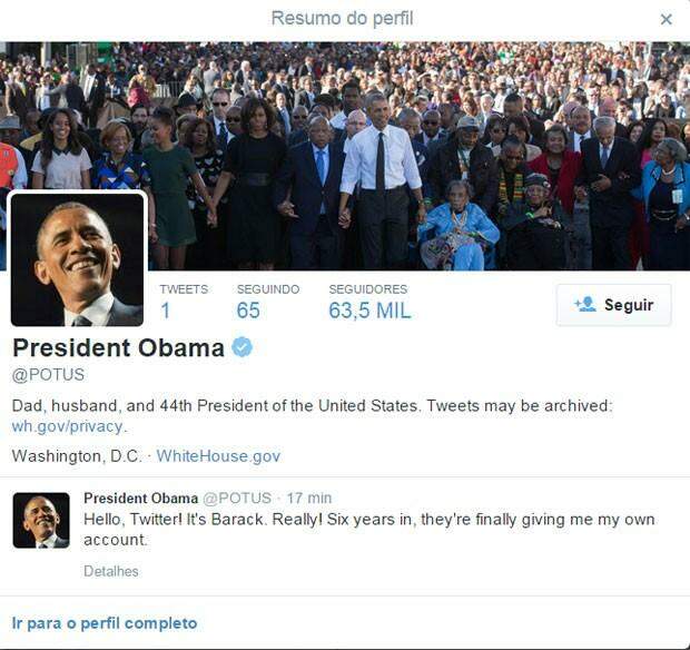 Barack Obama faz primeiro post em sua conta no Twitter