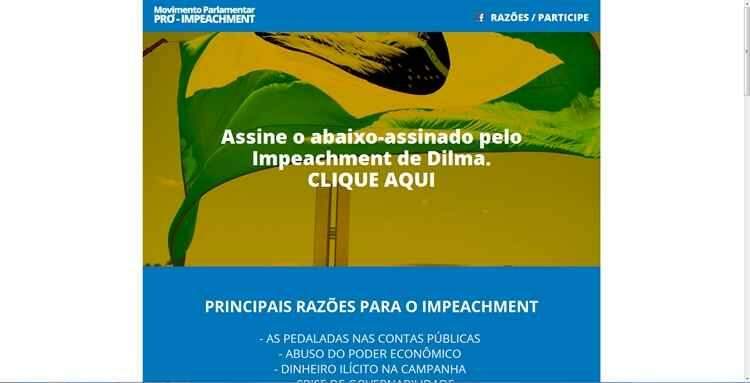 Movimento da Câmara lança site com abaixo-assinado pró-impeachment de Dilma
