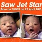 Após dar à luz em avião, mãe põe nome de empresa aérea no filho