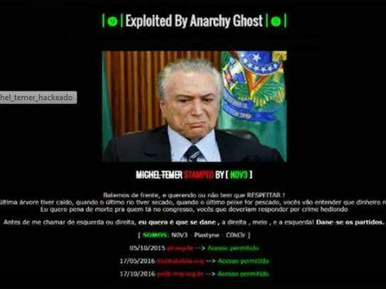 Hackers atacam site de Temer e pedem ‘pena de morte’ a políticos brasileiros