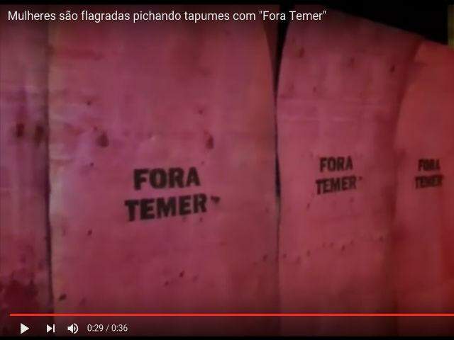VÍDEO: Trio de vovós é flagrado pichando ‘fora Temer’ em Brasília