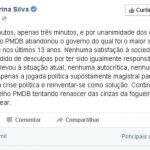 Marina critica rompimento com governo: “Continua o mesmo e velho PMDB”