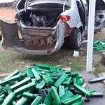 Bombeiros cortam lataria e PM apreende 115 kg de maconha em carro