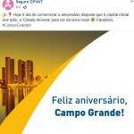 Gafe: No aniversário de MS, página do DPVAT parabeniza Campo Grande