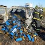 Ecosport lotada com 1 tonelada de maconha é destruída por incêndio na fronteira