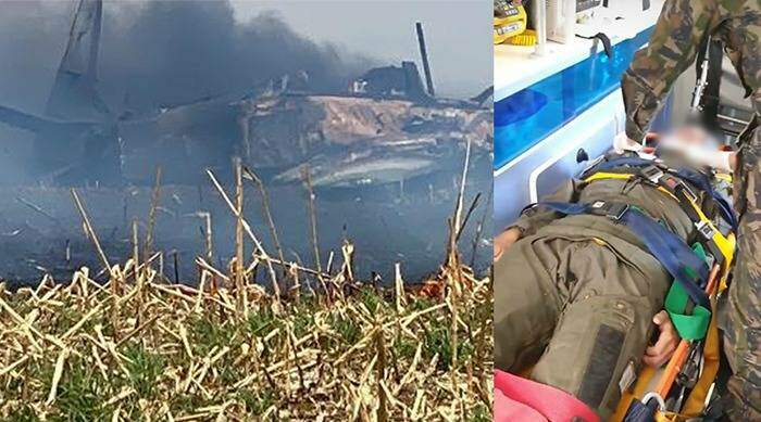 Aeronave foi destruída pelas chamas e piloto socorrido