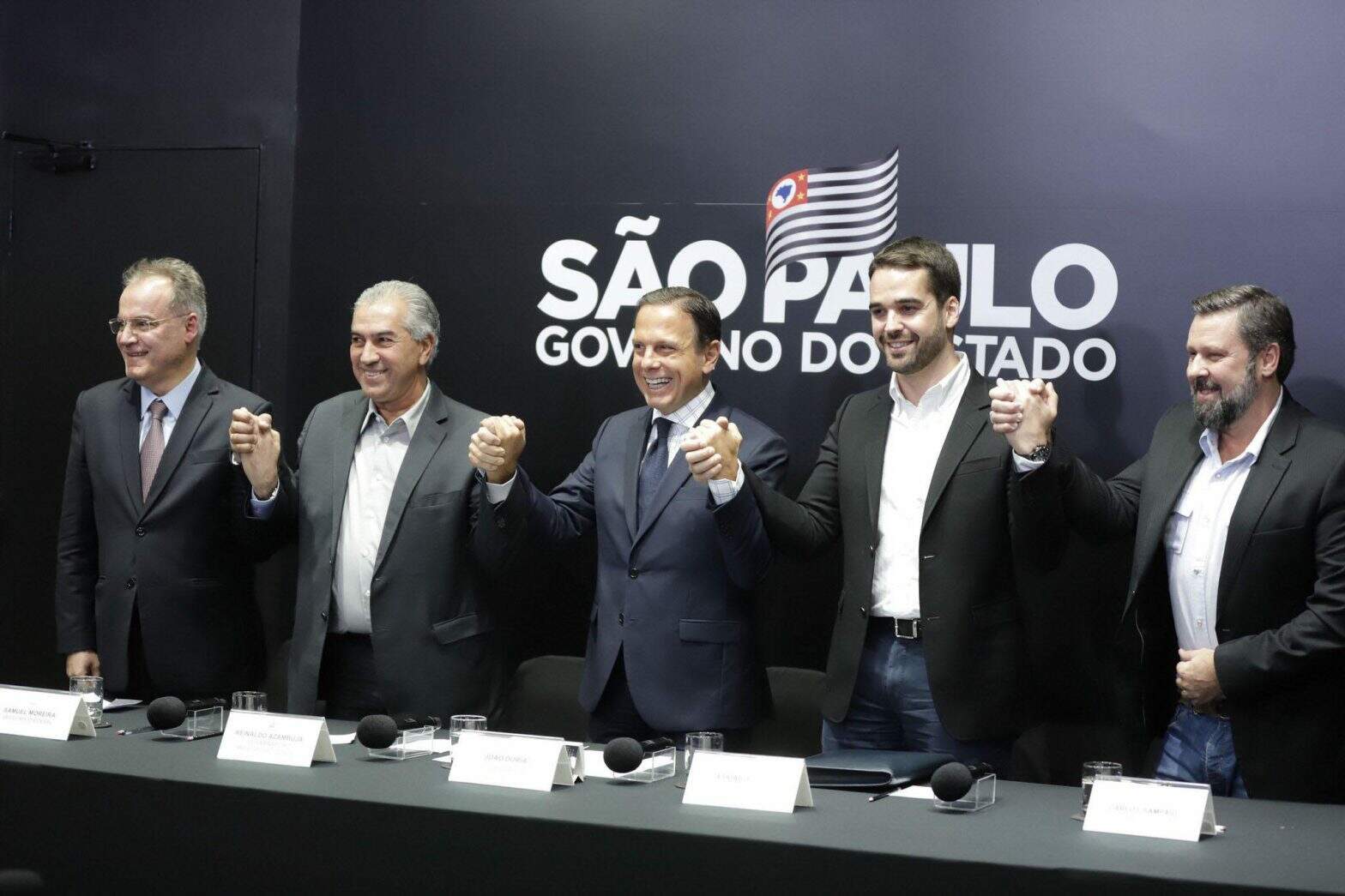 Governadores na coletiva de imprensa. Foto: Governo do Estado de São Paulo