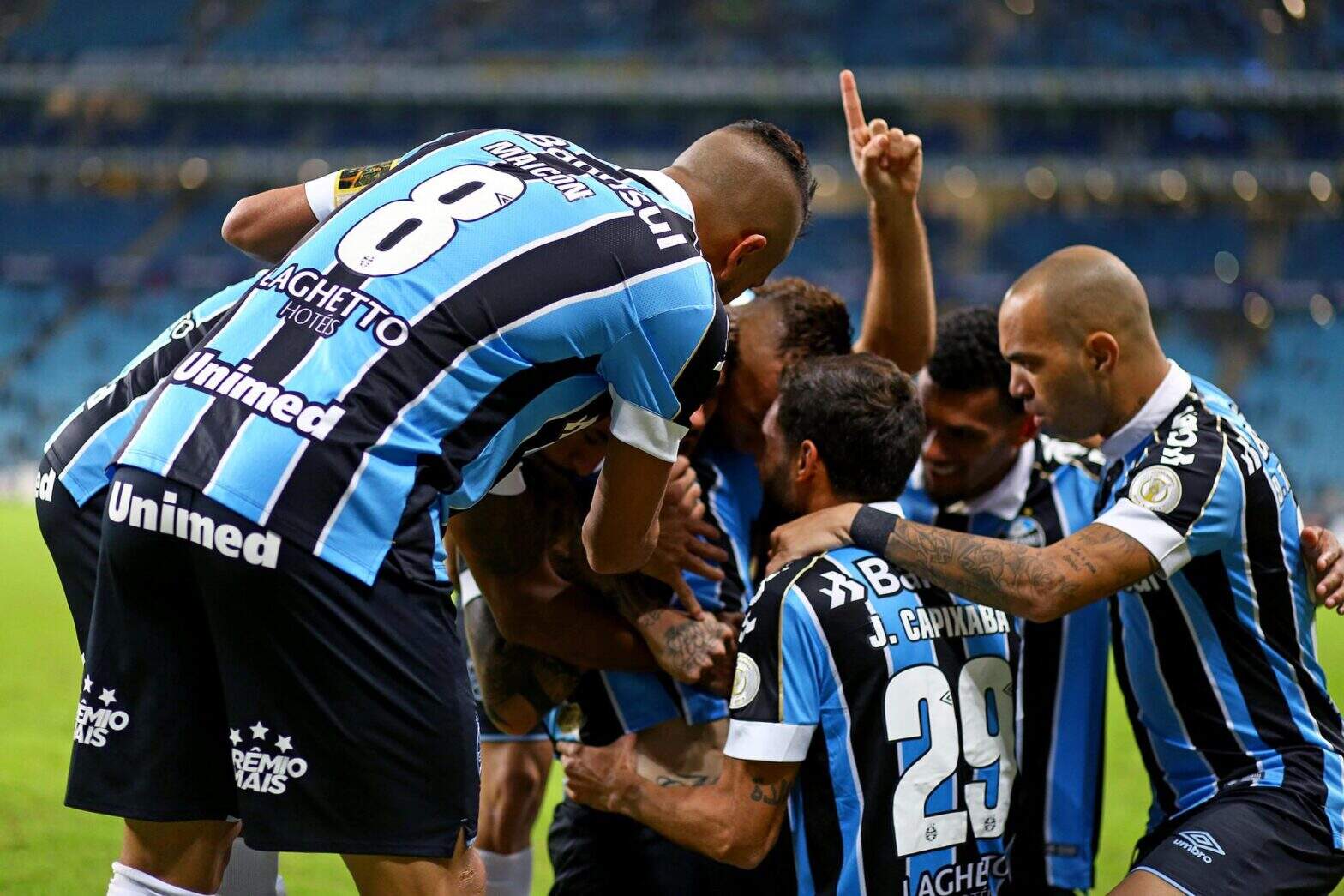 Grêmio conseguiu sua primeira vitória no Brasileirão (Foto: Lucas Uebel/Grêmio FBPA)