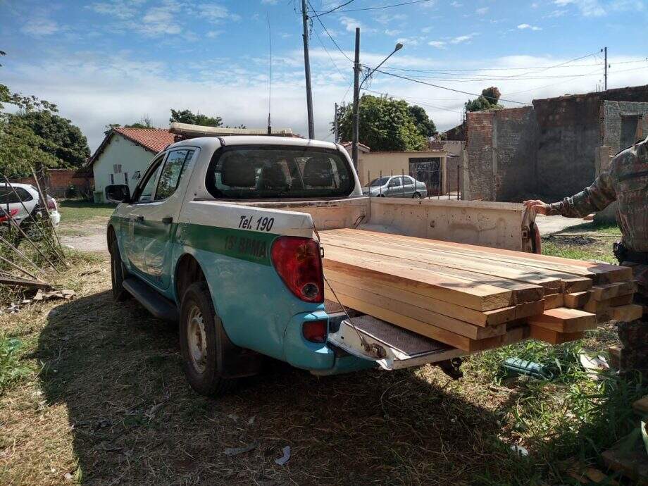 Polícia autua homem de 60 anos por armazenamento de madeira ilegal