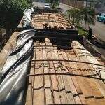 Polícia autua caminhoneiro em R$ 14,6 por carga de madeira ilegal e apreende carreta