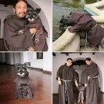 Frei Bigode, o cãozinho que foi adotado por monges franciscanos .
