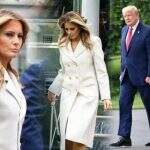 Melania Trump combina seu casaco e sapatos brancos para marcar o Memorial Day