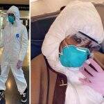 Naomi Campbell usa traje de proteção contra coronavírus para viajar