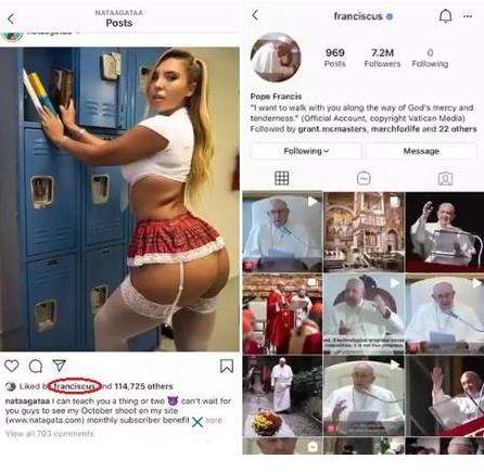 Conta do Papa é investigada pelo Vaticano após curtir foto de modelo brasileira