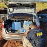 Motorista é preso e PRF encontra carro abandonado com 322 kg de maconha