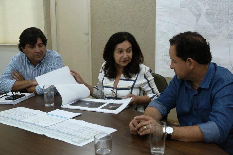 Diretores e técnicos da Sanesul em reunião com Délia no início do ano (Foto: A. Frota