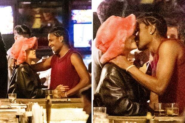 Rihanna troca beijos com ASAP Rocky em bar em Nova York