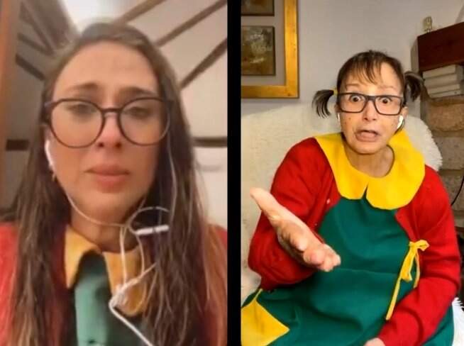 Tatá Werneck se emociona em live com Chiquinha de ‘Chaves’