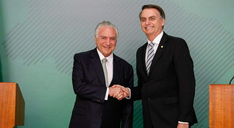 Temer durante encontro com Jair Bolsonaro