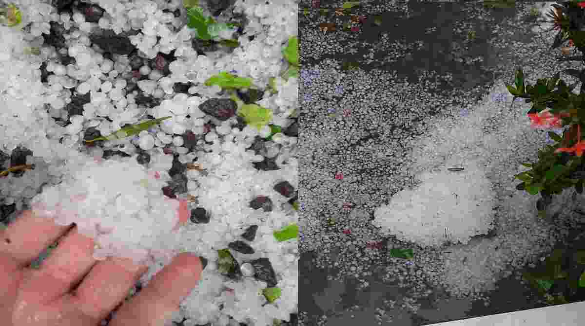 Granizos formaram blocos de gelo no chão