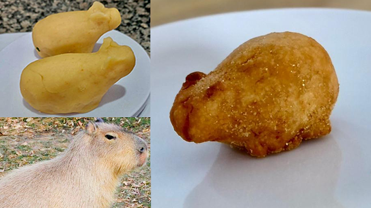 Feirante viraliza com pastel e coxinha em formato de capivara e