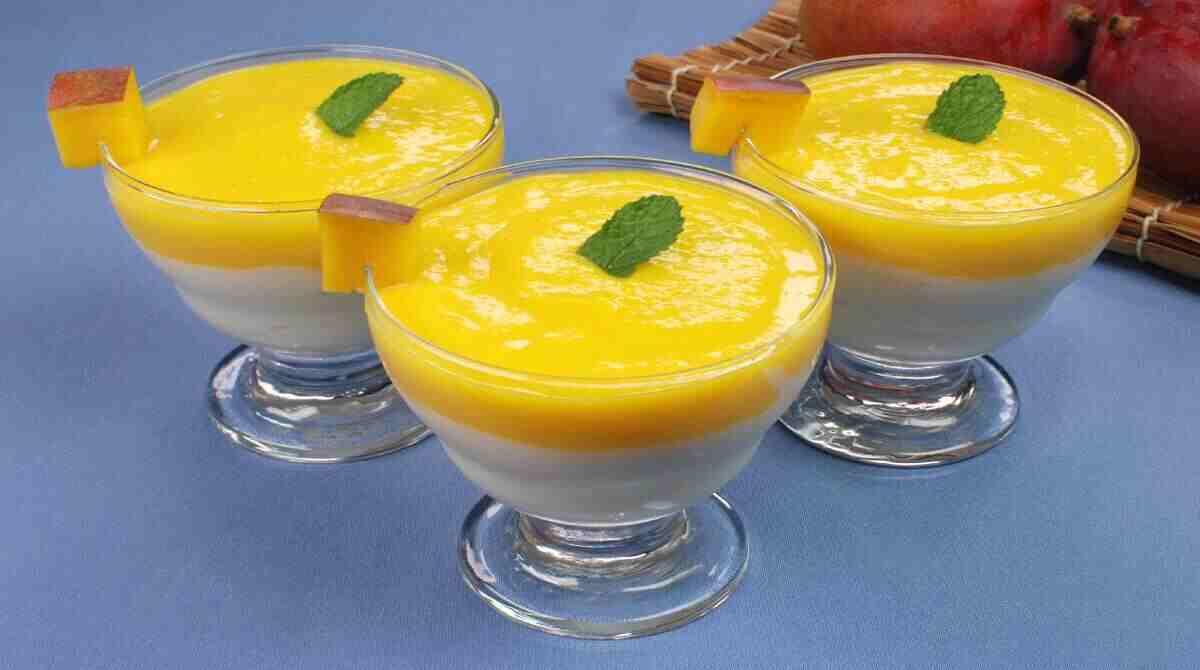 Mousse de tapioca com creme de manga é fácil e prático de fazer