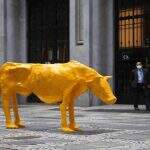 Escultura de ‘Vaca Magra’ substitui obra de ‘Touro de ouro’ em frente à Bolsa de valores em SP