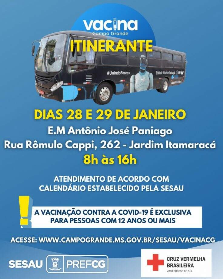 Ônibus da vacinação itinerante contra covid-19 estará no Itamaracá nesta sexta