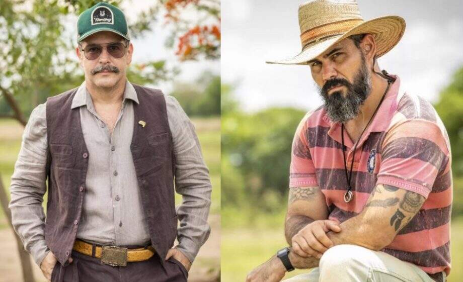 Murilo Benício como Tenório e Juliano Cazarré como Alcides na nova versão de Pantanal