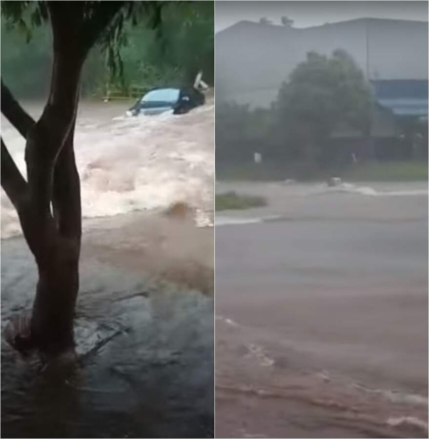 A forte chuva que caiu nesta quinta-feira causou estragos na cidade de Nova Andradina.