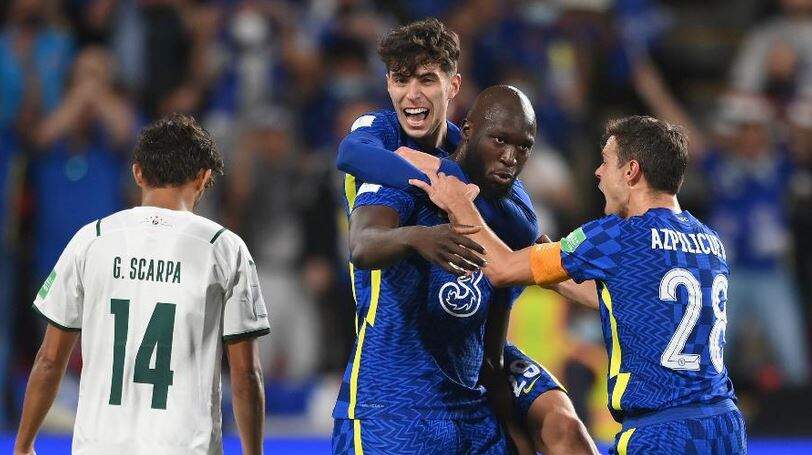 Lukaku comemora após fazer o primeiro gol para o Chelsea contra o Palmeiras