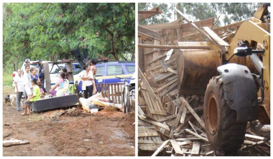 Moradias sendo desocupadas no Parque do Sol na manhã deste domingo (20).