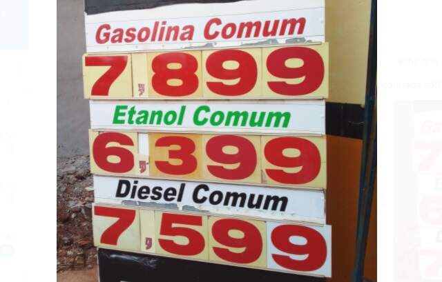Valor da gasolina em Dois Irmãos do Buriti (Via WhatsApp)
